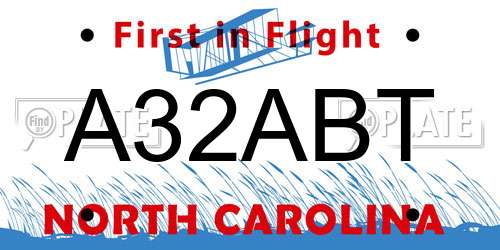 A32ABT North Carolina License Plate