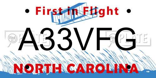 A33VFG North Carolina License Plate