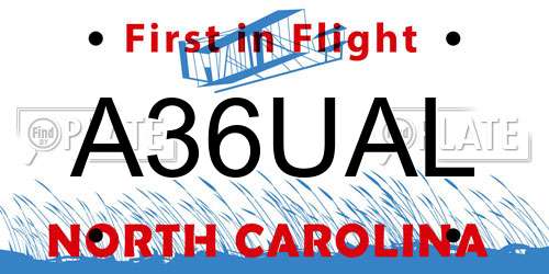 A36UAL North Carolina License Plate