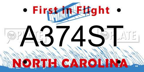 A374ST North Carolina License Plate
