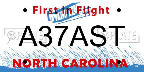A37AST North Carolina License Plate