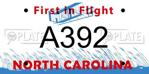 A392 North Carolina License Plate