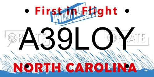 A39LOY North Carolina License Plate