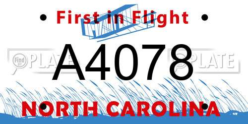 A4078 North Carolina License Plate