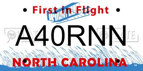 A40RNN North Carolina License Plate