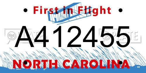 A412455 North Carolina License Plate