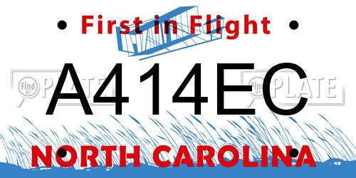 A414EC North Carolina License Plate