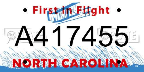 A417455 North Carolina License Plate