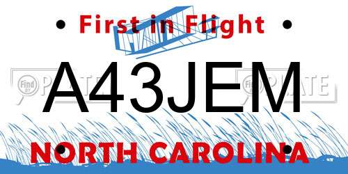 A43JEM North Carolina License Plate
