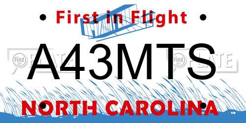 A43MTS North Carolina License Plate