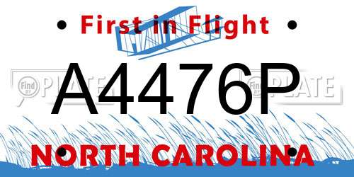 A4476P North Carolina License Plate
