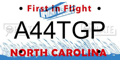 A44TGP North Carolina License Plate