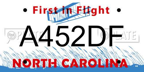 A452DF North Carolina License Plate