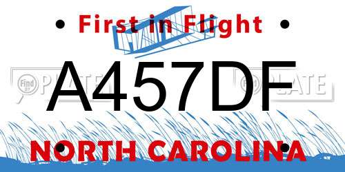 A457DF North Carolina License Plate