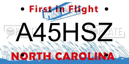 A45HSZ North Carolina License Plate
