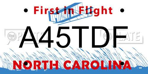A45TDF North Carolina License Plate