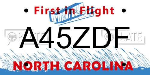 A45ZDF North Carolina License Plate