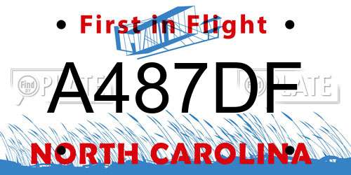 A487DF North Carolina License Plate
