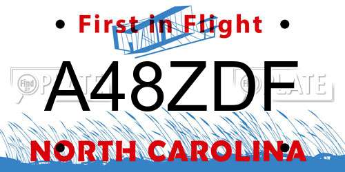 A48ZDF North Carolina License Plate