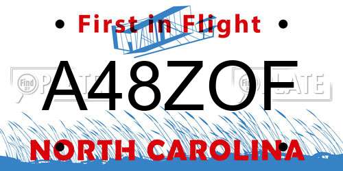 A48ZOF North Carolina License Plate