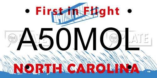 A50MOL North Carolina License Plate