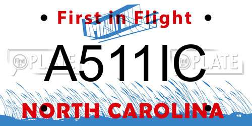 A511IC North Carolina License Plate