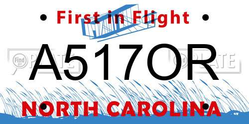 A517OR North Carolina License Plate
