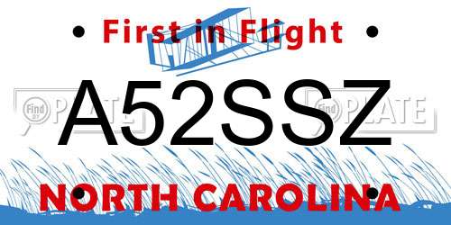 A52SSZ North Carolina License Plate