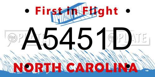 A5451D North Carolina License Plate