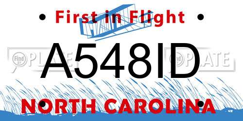 A548ID North Carolina License Plate