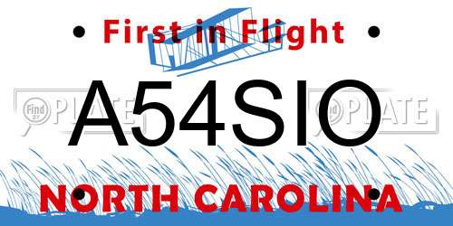 A54SIO North Carolina License Plate