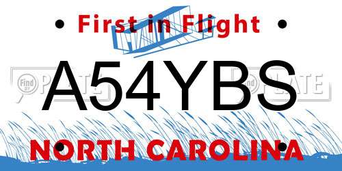 A54YBS North Carolina License Plate