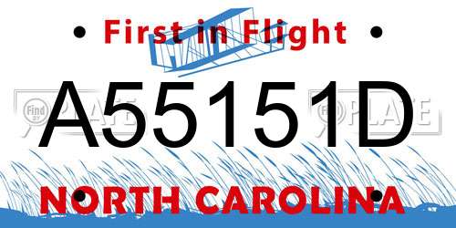 A55151D North Carolina License Plate
