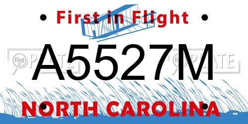 A5527M North Carolina License Plate