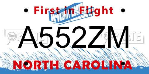 A552ZM North Carolina License Plate