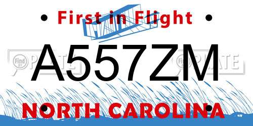 A557ZM North Carolina License Plate