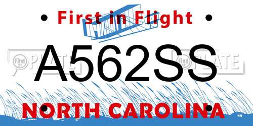 A562SS North Carolina License Plate