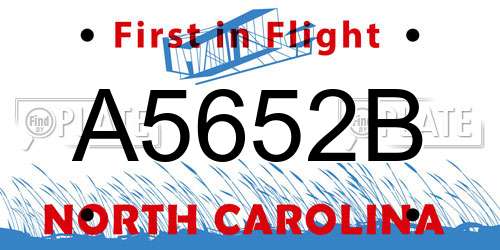 A5652B North Carolina License Plate