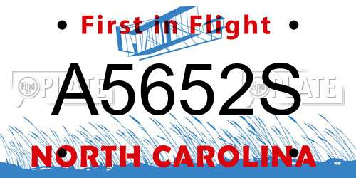 A5652S North Carolina License Plate