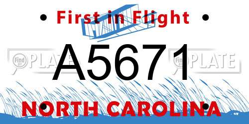 A5671 North Carolina License Plate