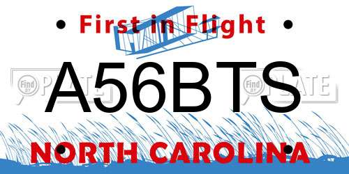 A56BTS North Carolina License Plate