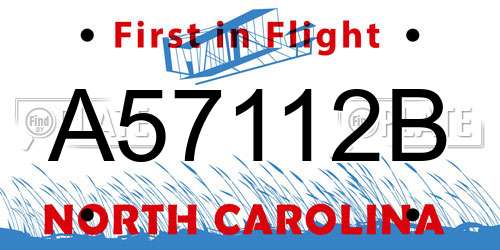 A57112B North Carolina License Plate