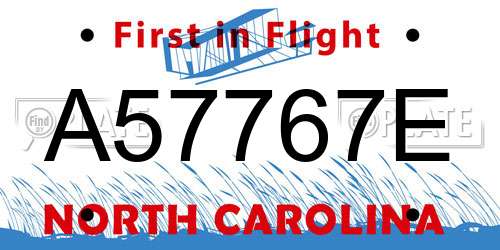 A57767E North Carolina License Plate