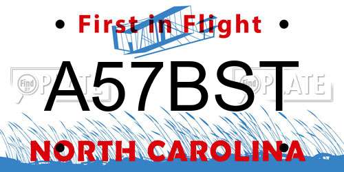 A57BST North Carolina License Plate