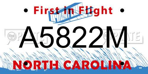 A5822M North Carolina License Plate