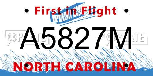 A5827M North Carolina License Plate