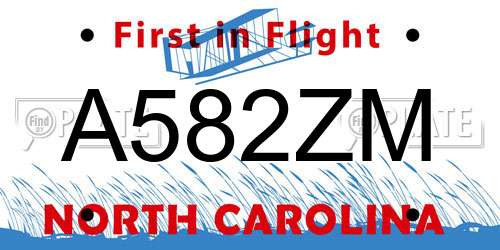 A582ZM North Carolina License Plate