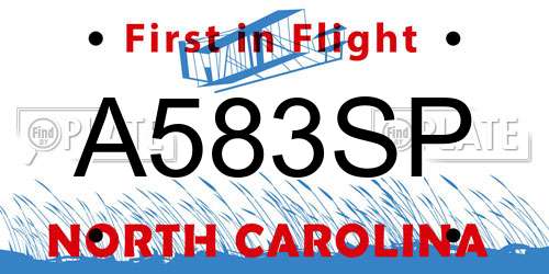 A583SP North Carolina License Plate