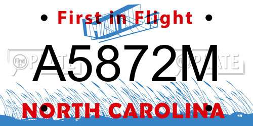 A5872M North Carolina License Plate