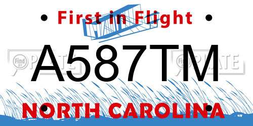 A587TM North Carolina License Plate